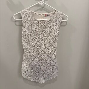 White Fitted Embellished Tank Top